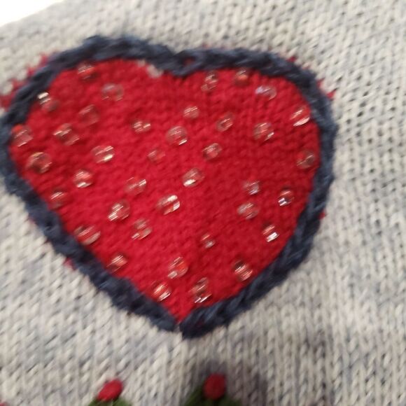 Vintage Heriloom Collectibles Valentine Heart Knit Cardigan Sweater - Picture 7 of 15
